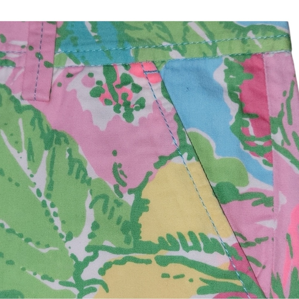 LILLY PULITZER Big Flirt Callahan Cotton Shorts in Greens/Pinks/Yellow Size 00 - Picture 7 of 12